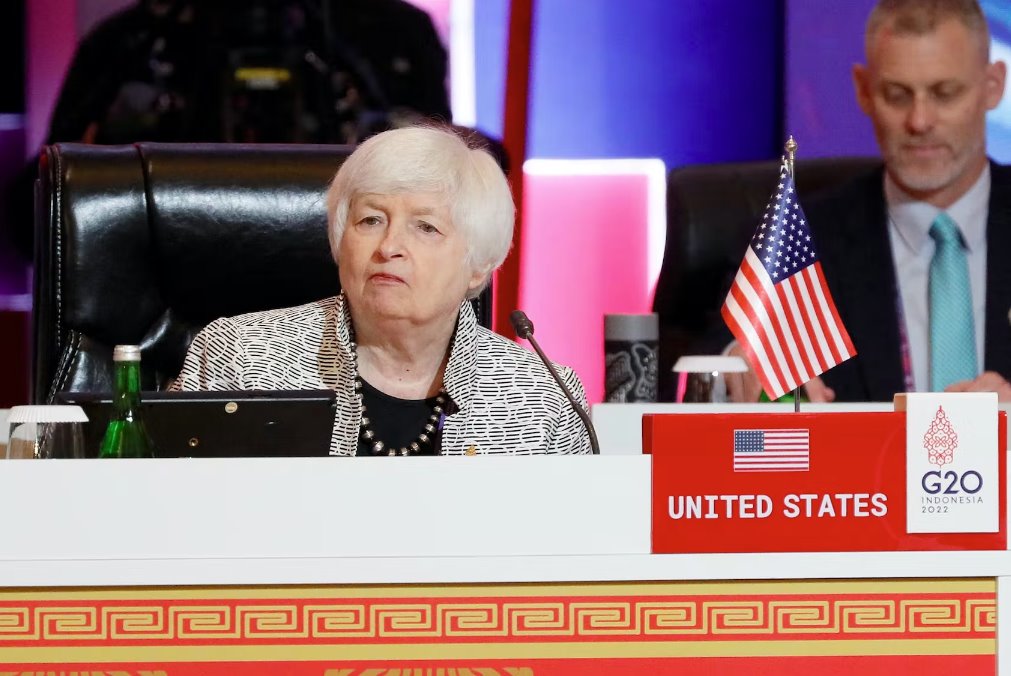 美國財政部長在G20峰會上會見中國央行行長、意大利財長