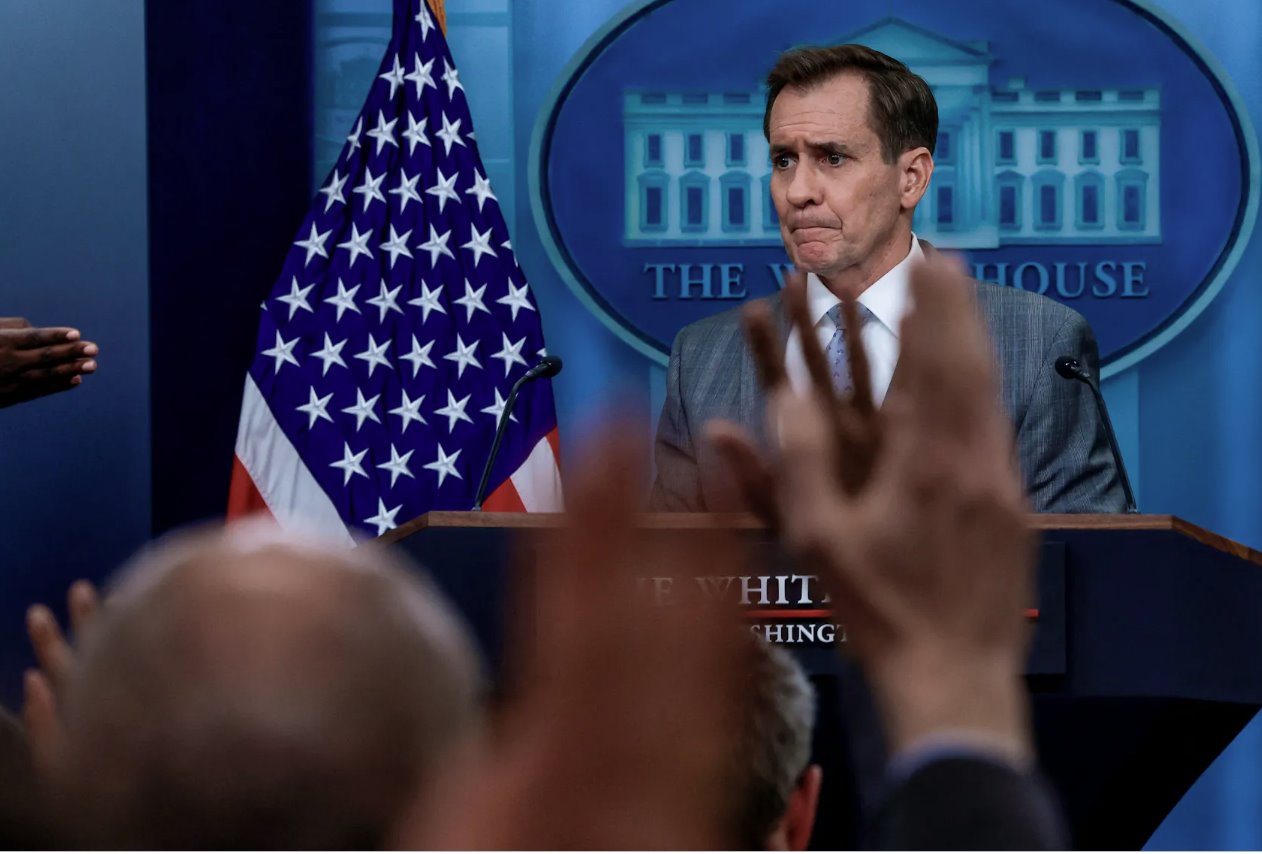 美國國家安全委員會戰略傳播協調員約翰·柯比于2024年4月2日在美國華盛頓白宮舉行的新聞發布會上向記者發表講話。