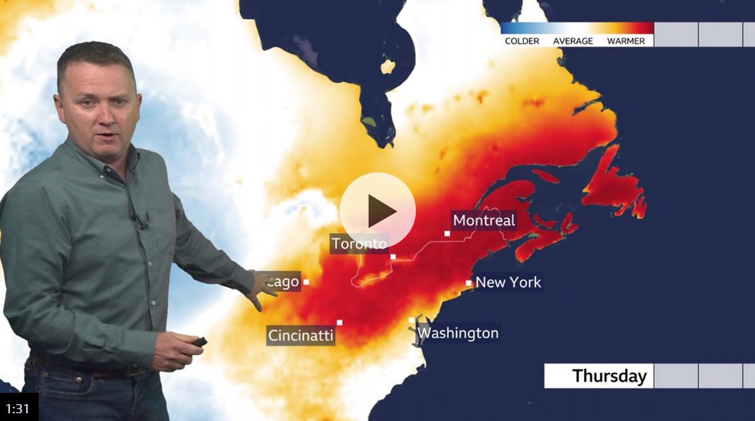 美國(guó)東部和加拿大的極端高溫預(yù)報(bào)