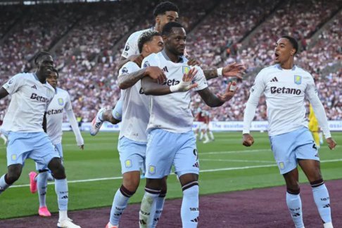 英超聯賽西漢姆聯1-2阿斯頓維拉