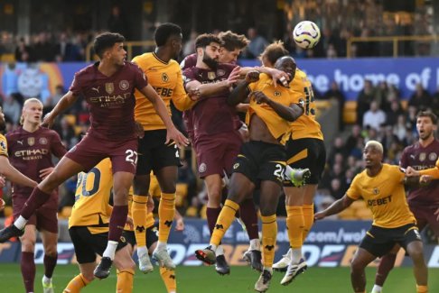 英超聯賽狼隊1-2曼城