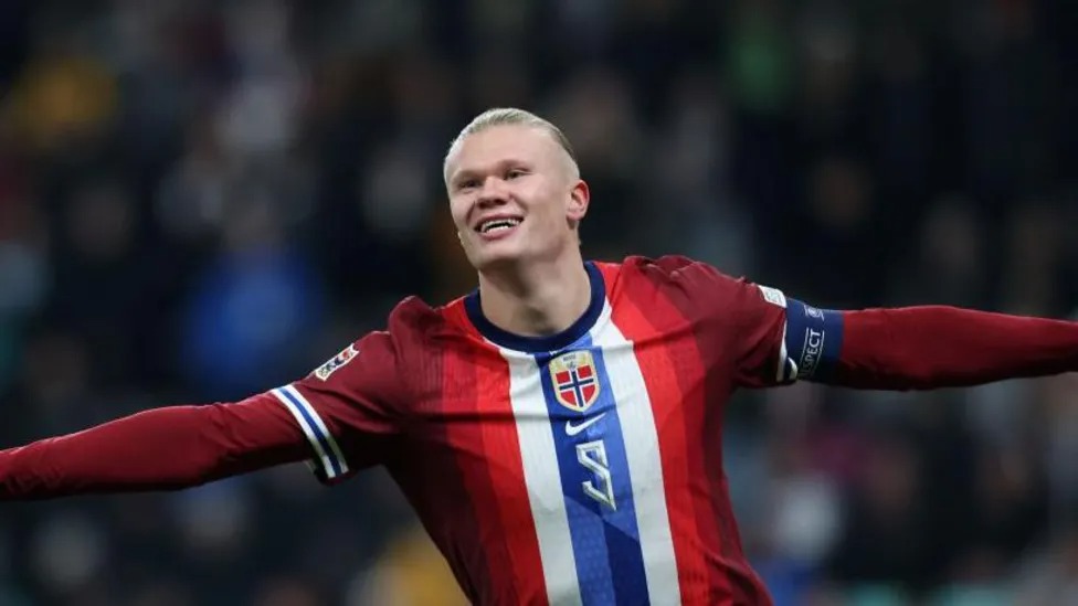 埃爾林·哈蘭德為挪威隊出場38次,攻入35球