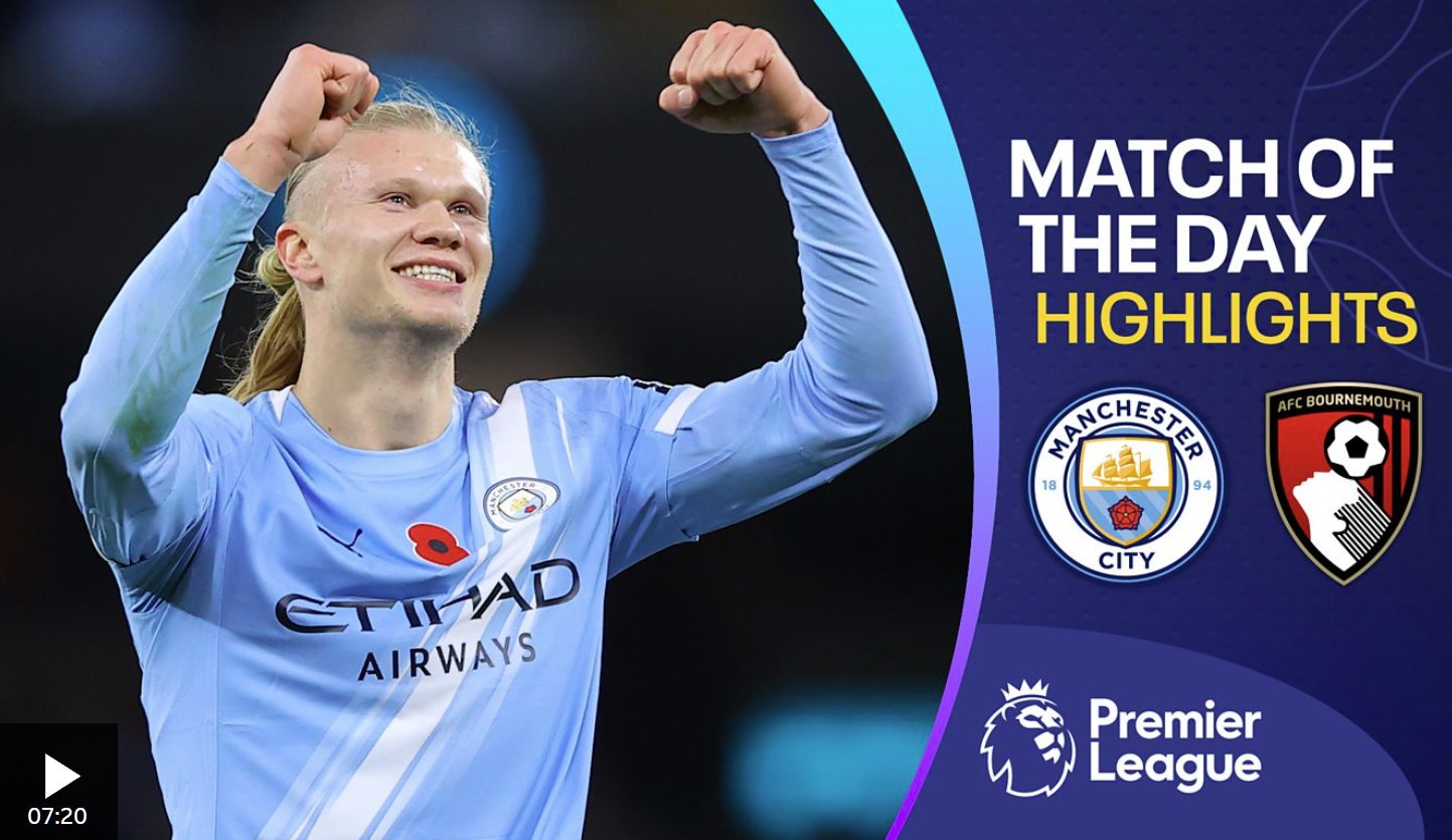 埃爾林·哈蘭德上半場梅開二度,本賽季聯賽進球數達到13個。