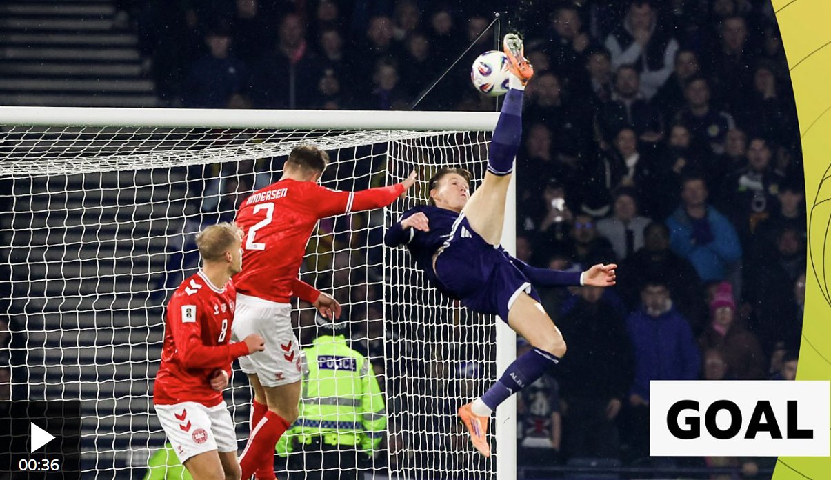 觀看麥克托米奈為蘇格蘭隊打入的精彩絕倫的雜技進球