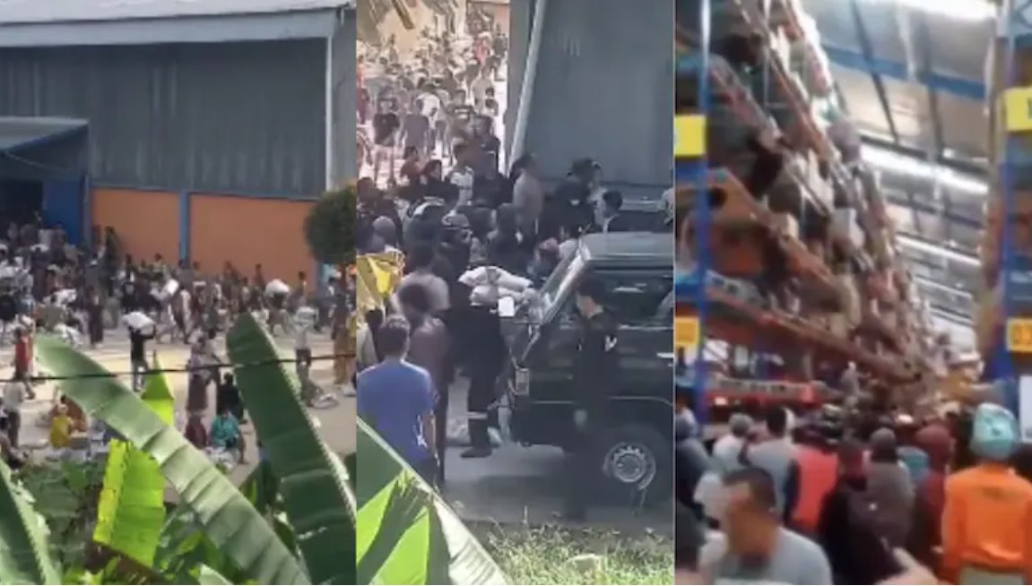 印尼居民在洪災(zāi)中為生存哄搶食物和水